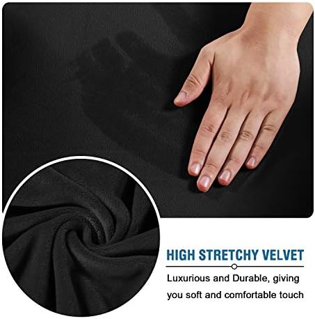 H.VERSAILTEX Rich Velvet Stretch 2 Piece Cover Chair Slipcover Sofa Cover Furniture Protector Couch Soft with Elastic Bottom Chair Couch Cover with Arms Width Up to 49 Inch(Chair, Black) - Image 5