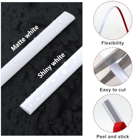 Lunghaa Peel and Stick Matte White Finish Molding Trim, 196.8" x 0.79" Flexible Decoration Strip for Wall, Tile Edge, Mirror, Cabinet, Furniture and DIY Home Decor - Image 3