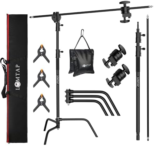 LOMTAP C Stand with Boom Arm, 10.8ft/330cm Heavy Duty Light Stand by LOMTAP