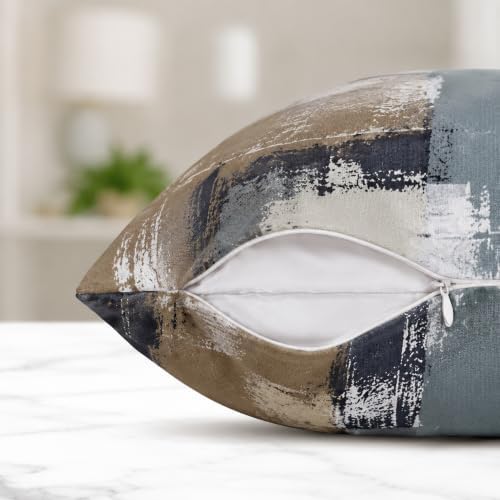 Brown Grey Abstract Throw Pillow Covers 18x18 Set of 4 - Image 4