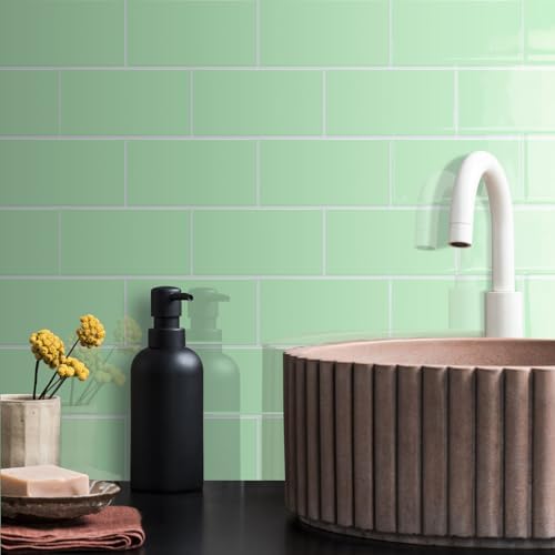STICKGOO 10-Sheet Backsplash Peel and Stick Subway Tile, Self Adhesive Vinyl Wall Tiles, Stick on Backsplash for Kitchen and Bathroom(Thicker Design, Light Sage) - Image 2