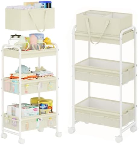 Baby Diaper Organizer Cart & Caddy Basket,Nursery Cart for Baby Essential by Cidaziya