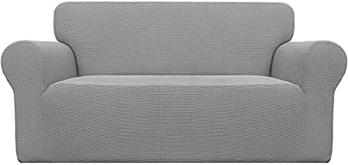 Easy-Going Stretch Oversized Loveseat Couch Covers Washable Light Gray by Easy-Going