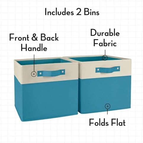 RiverRidge Kids storage bins - 10.5 Cube Storage Organizer with Handles - Turquoise Two-Tone closet organizers and storage for Toys, Shoes & More – Fits RiverRidge Cabinets - Image 4