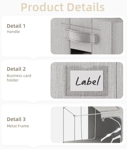 FHSQX 2 Pack Clothes Storage Bins, Light Gray, 16.5x12.2x12.2 Inch - Image 6