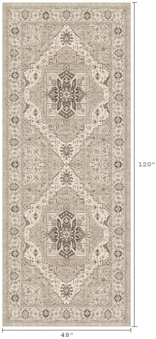 Washable 4x10 Hallway Runner Rug, Vintage Non-Slip Runner Rugs Beige - Image 2