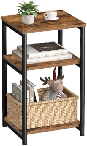 VASAGLE Side Table, Small End Table, Tall Nightstand, Steel Frame by Unknown