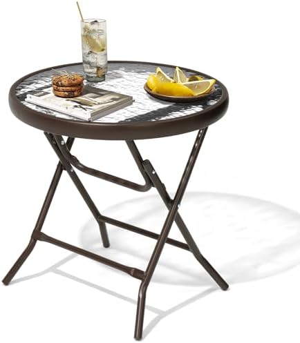 Outdoor Side Table, Small Patio End Table, Brown - Image 6