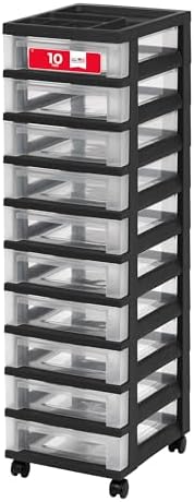 IRIS USA 10-Drawer Rolling Storage Cart, Black/Clear by IRISUSA