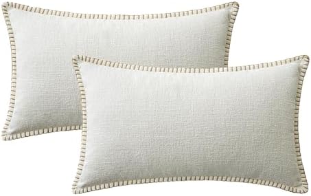 MIULEE Decorative Lumbar Throw Pillow Covers 12x20 Inch Pure White 2 Pack - Image 6