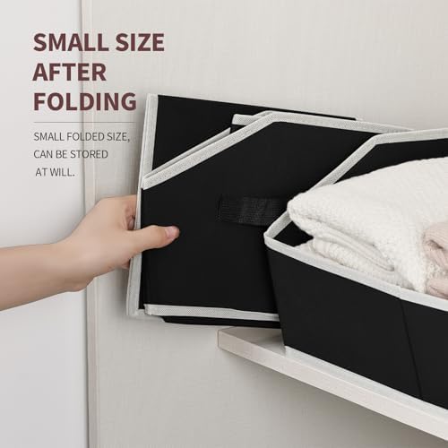 Homsorout Closet Baskets for Shelves Trapezoid - Decorative Storage Baskets with Handle, Closet Bins for Organization, Shelf Storage Bins for Clothes, Books, Home, Office, 8 Pack, Black - Image 6