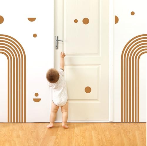 Kazova Brown Arch Wall Decal 2 Sheets Form One Large Arch Peel and Stick Mid Century Modern Abstract Wall Stickers for Living Room Bedroom Office Headboard Decor - Image 7