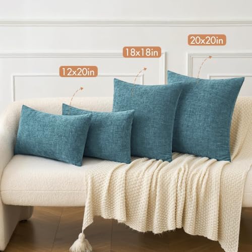 MIULEE Soft Chenille Lumbar Throw Pillow Covers Blue Ashes 12x20 Pack of 2 - Image 4