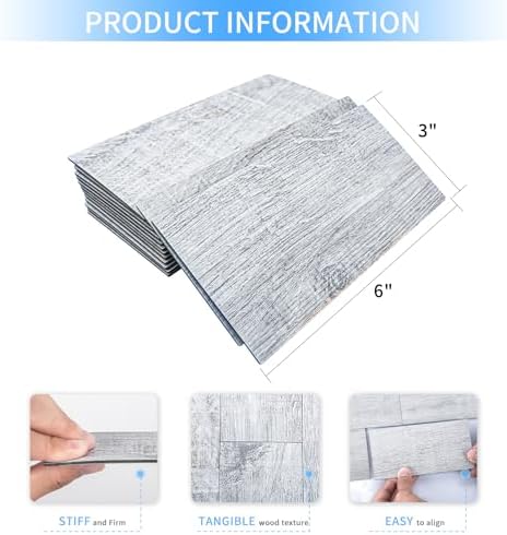 Art3d 102-Pack Peel and Stick Backsplash on Subway Tile, White-Washed Wood - Image 3