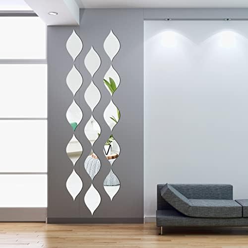 Amyhill 15 Pack Teardop Mirror Stickers Decor, Teardrop, Silver by Amyhill