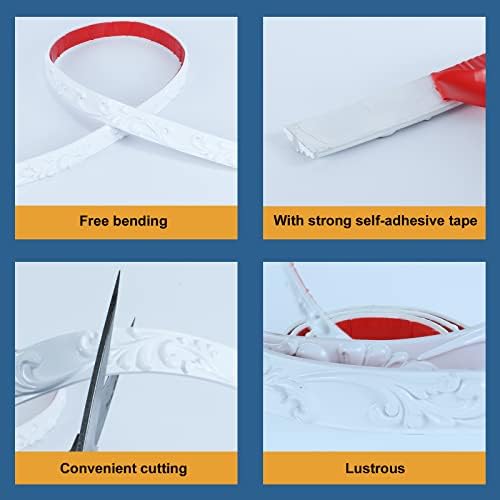 Flexible Molding Trim Wall Trim Self Adhesive, Peel and Stick Mirror Frame Border, Waterproof Bathroom Decor (White) - Image 4