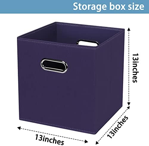 Fabric Cubby Storage Bins，13x13x13 Inches ，Cube Organizer Bins Foldable Storage Bins with Dual Handles Fabric Organizer Bins and Basket Storage Box，Set of 3 ，Navy Blue - Image 2