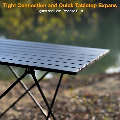 Foldable Camping Side Table, Ultralight Small Beach Aluminum, Portable Outdoor Table with Carry Bag and Storage for Picnic, Grill, Hiking, Fishing, Sand, Camping, Black - Image 4