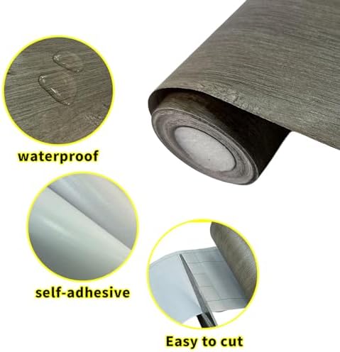 Teemall 10M Wood Grain Removable PVC Waterproof Border Wall Decor Self Adhesive Kitchen Bathroom Tiles Sticker Wallpaper Mirror Frame Sticker (Gray) (Pack of 2) - Image 2