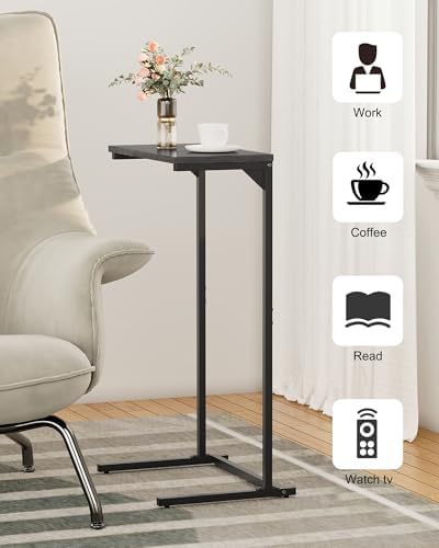 TUTOTAK C Shaped End Table, Small Side Table, 28.7 inch Tall Couch Table - Image 4