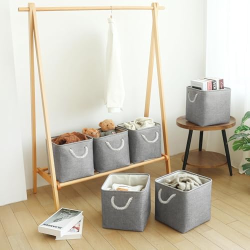 FinishingBo 11 inch Cube Storage Bin with Handles 6 Pack - Image 5