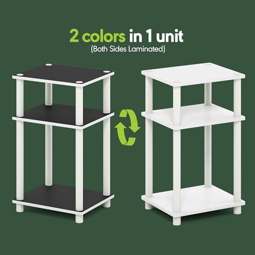 Furinno Turn-N-Tube 3-Tier Toolless Side Table, Compact, White(Espresso) - Image 4