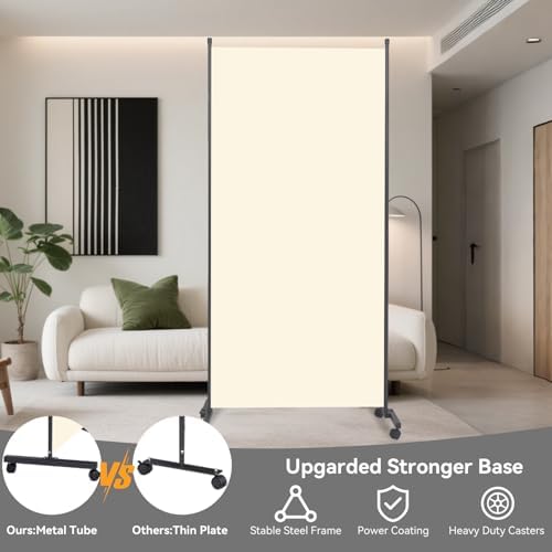 Folding Room Divider W/Wheels,Heavy Duty Base Privacy Screen Separator - Image 2