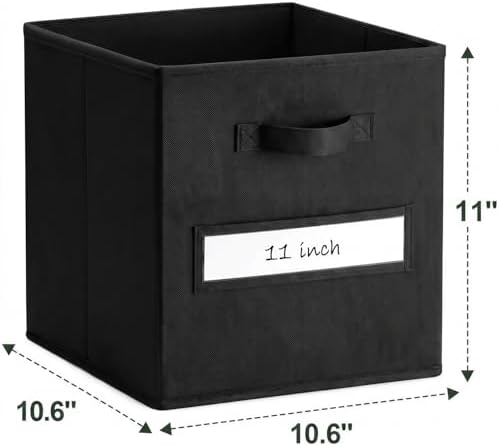 Storage Bins,11" Cube Storage Bin with Labels,10pcs,Black - Image 3
