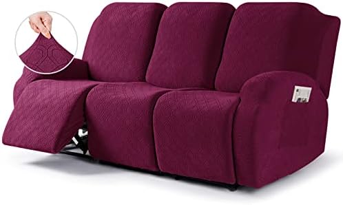 VANSOFY Stretch Recliner Couch Cover, Slipcover, Burgundy, 3 Seater by VANSOFYFURNITURECOVERS