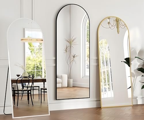 Rowjut Floor Mirror Arched Full Length Mirrors, Mirror Full Length Standing Hanging or Leaning Against Wall, 59"x18" Large Full Body and Wall Mounted Mirror for Bedroom Living Room, Gold - Image 5