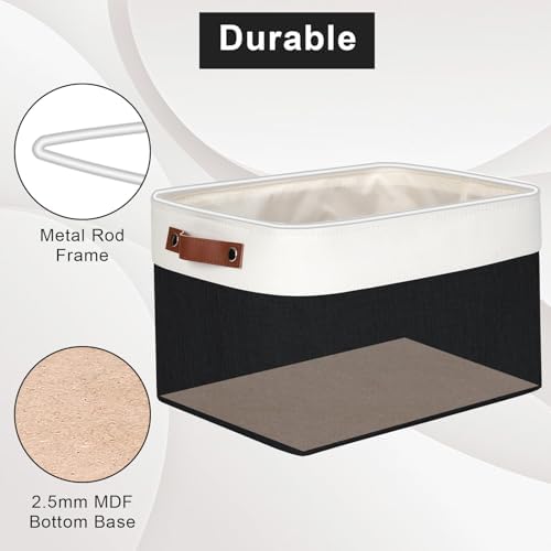 Bagnizer Storage Bins Large Fabric Storage Baskets for Shelves 3 Pack, Decorative Linen Closet Baskets with Handles for Organizing, Shelf, Clothes, Home, Office, 15x11x9.5Inches (Black&White) - Image 4