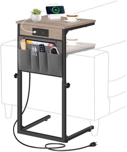 HOOBRO Side Table for Couch, Adjustable Height C Shaped End Table by HOOBRO