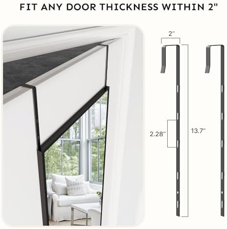 Kosmonia 48x14 Inch Full Length Tempered Glass Door Mirror - Image 4