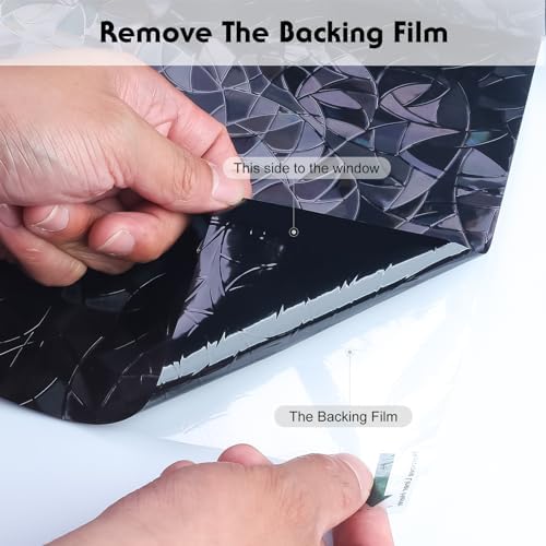 Volcanics Total Blackout Window Privacy Film with Installation Tools, Rainbow Room Darkening Black Window Cover, Static Cling 100% Light Blocking 17.5 x 78.7 Inches - Image 6