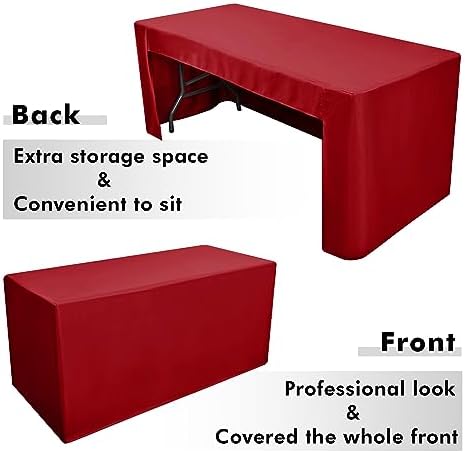 Nasitos 2 Pack 8ft Tablecloth Fitted Red Trade Show Table Covers-Open Back Christmas Tablecloth Washable Fabric Table Cloth for Craft Show, Events, Vendor Booth - Image 5