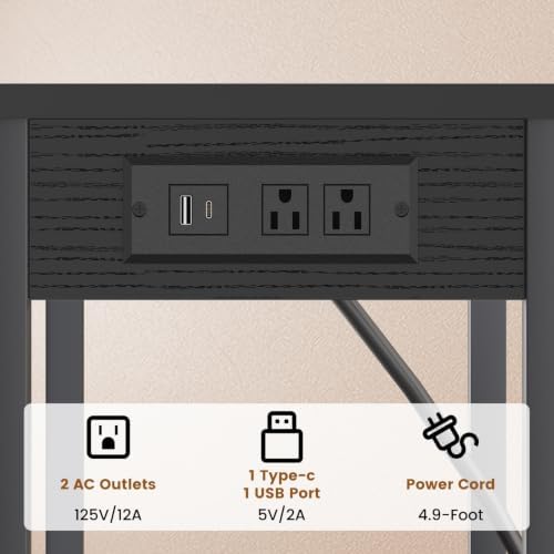 Tall Side Table with Charging Station, 30 Inch Tall End Tables Living Room - Image 5
