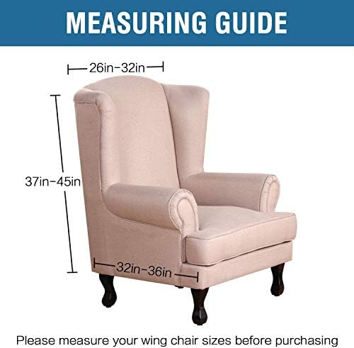 H.VERSAILTEX Wing Chair Slipcover Chair Covers for Wingback Chairs Wingback Chair Covers Slipcovers 1 Piece Stretch Sofa Cover Furniture Protector Soft Spandex Jacquard Checked Pattern, Ivory - Image 2