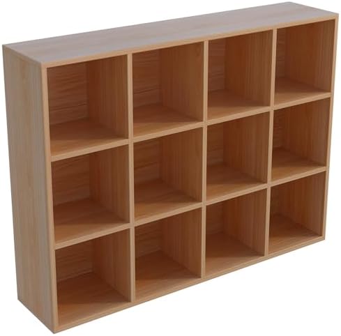 OSCHF 12-Cube Storage Shelf Bookcase, Oak by OSCHF