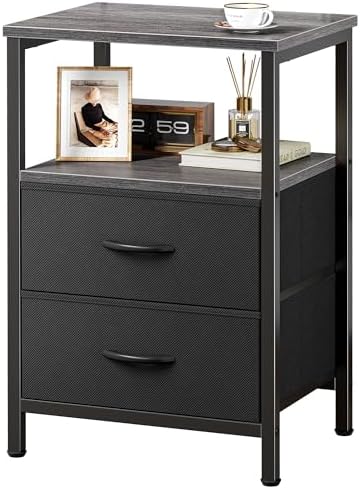 Huuger Night Stand with 2 Drawers, Bedside Table with Open Shelf by Huuger