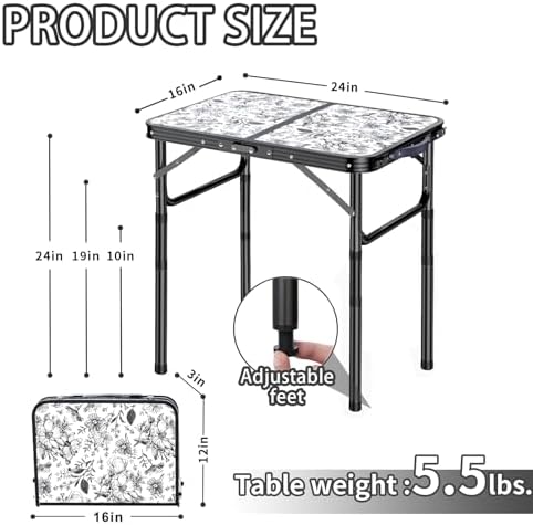 Outdoor Side Table, Portable 3 Adjustable Height, Small Folding Table - Image 3