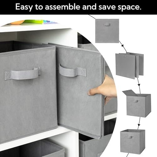Cupic Cupid 6-Pack 11x11 Fabric Storage Cubes, Cube Storage Bins, Gray - Image 3