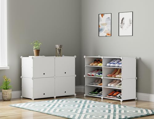 HOMIDEC Shoe Rack Organizer 16 Pair Modular Shoe Storage Cabinet for Closet - Image 6