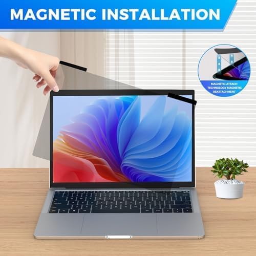 2Pack Magnetic Laptop Privacy Screen Filter 15.6 inch for 16:9 Widescreen Computer Monitor, Removable Anti Blue Light Privacy Shield, Anti-Glare Protector - Image 3