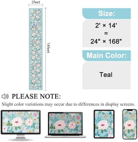 DUKINO 2x14 Runner Rug, Washable Long Kitchen Runner Rug Non Slip, Teal - Image 2