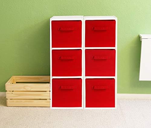 Simple Houseware 11-Inch Foldable Cube Storage Bins, Red, 6-Pack - Image 5