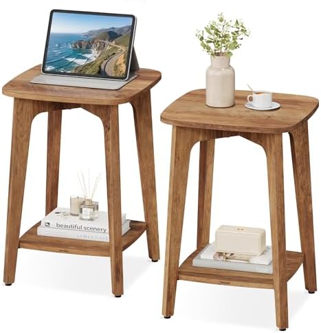 VASAGLE Side Table, 2-Tier Small Square End Table, Nightstand Set of 2 by Unknown