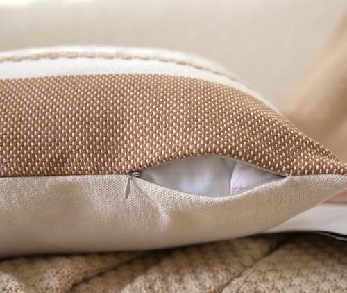 Cethom Boho Throw Pillow Covers 12x20 Inch Set of 2, Brown Textured Decorative Couch Pillow Cases for Farmhouse Home Decor, Accent Cushion Cover for Sofa, Bed, Living Room, Bedroom - Image 3