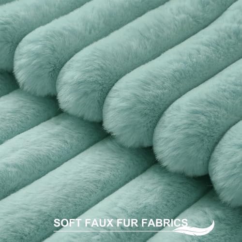 Pallene Faux Fur Decorative Throw Pillow Covers 18x18 Set of 2, Aqua - Image 2