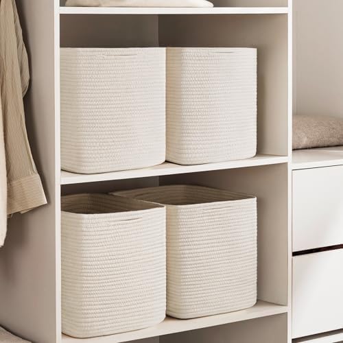 joybest 13inch Cube Storage Bins, Cotton Rope Woven Organizer Basket - Image 5