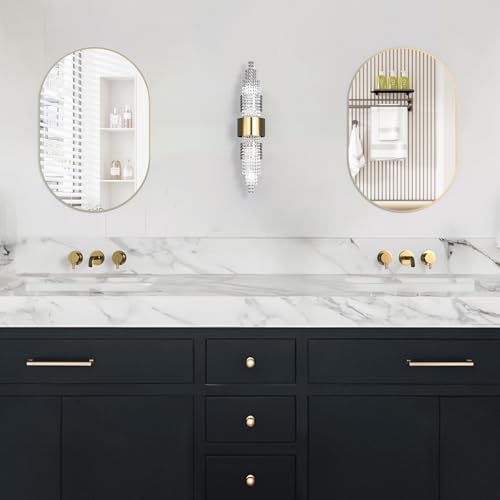 Oval Bathroom Mirror Capsule Wall Vanity Mirror, 24"x36" Pill Mirrors Wall Mounted Mirror, Large Modern Mirror with Gold Metal Frame, Decor for Entryway, Bedroom - Image 2